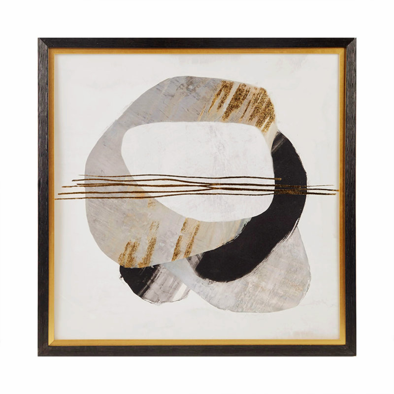 Auric Beam Gold Foil Abstract Framed Canvas Wall Art