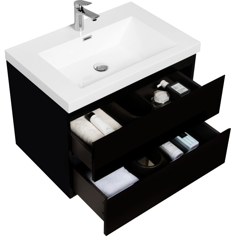 30" Floating Bathroom Vanity With Sink, Noir