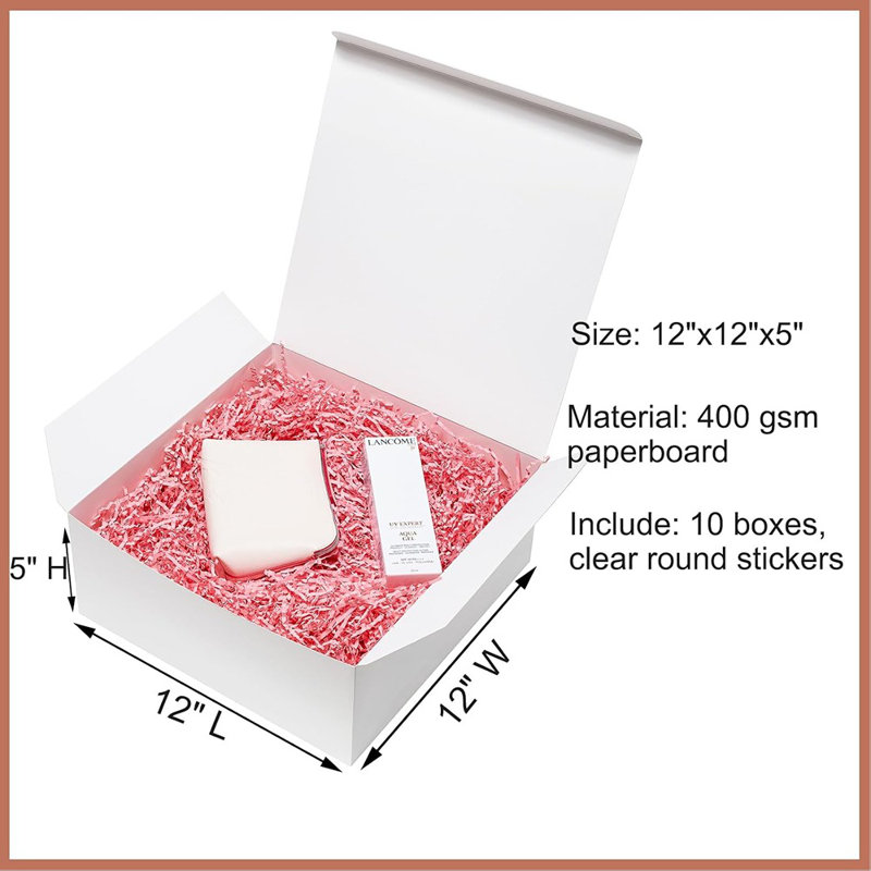 Pouces grandes boîtes-cadeaux avec couvercles 10 pièces, Blanc