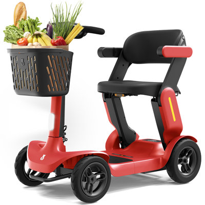 Foldable Mobility Scooter: S3 Removable Battery - Red