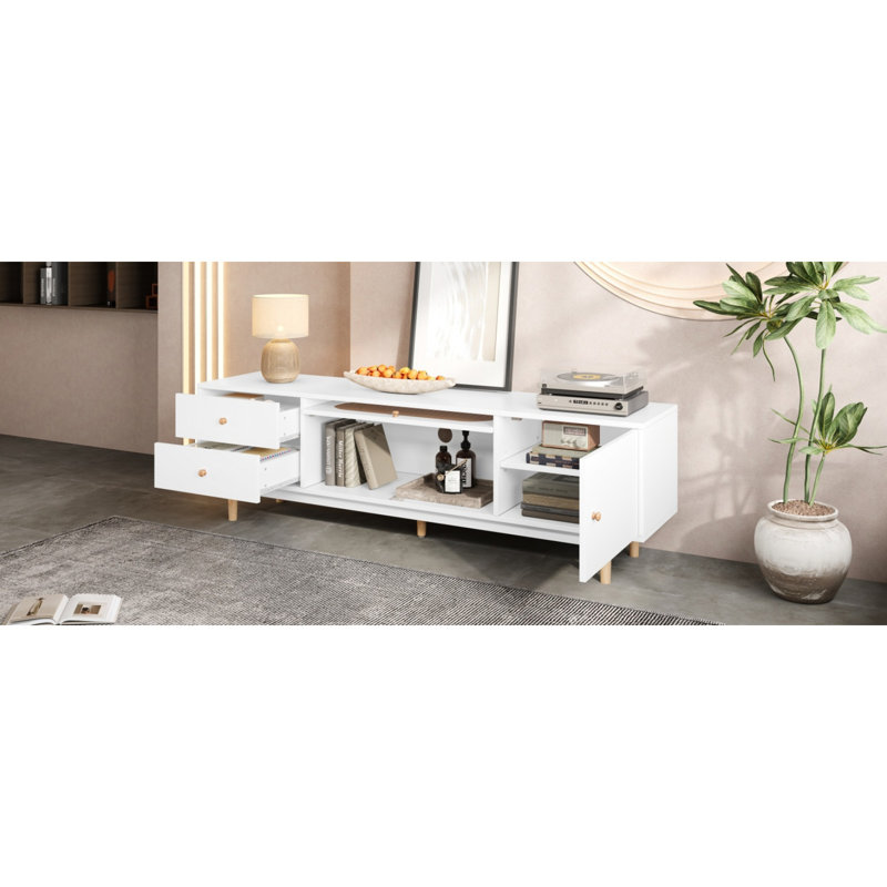 70 Inch TV Stand For Tvs Up To 80 Inch, Minimalist TV Console Table With Drawers, Media Entertainment Center For Living Room, Bedroom