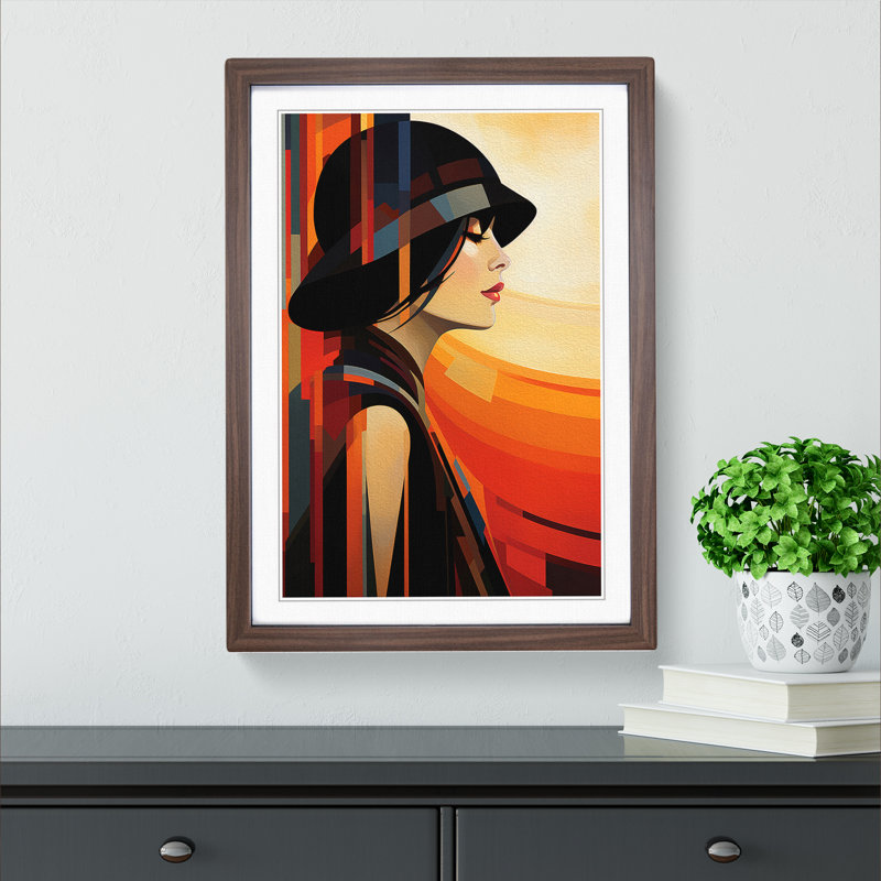 Single Picture Frame Print on Wood, Walnut Framed, 46cm H x 34cm W
