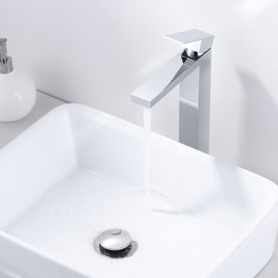 High Arc Single Handle Single Hole Bathroom Faucet With Drain Kit