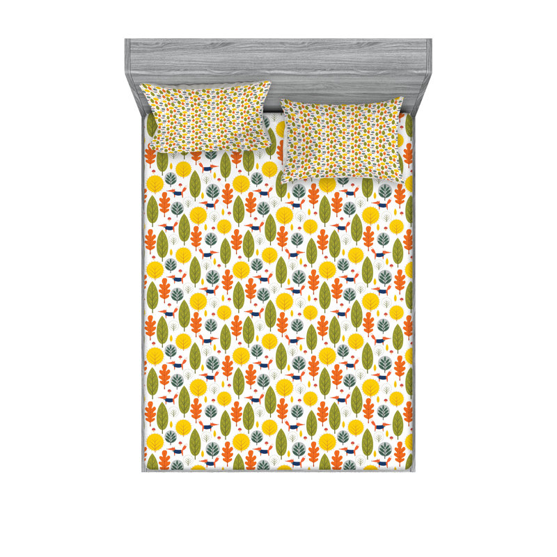 Multicolore drap-housse et coussin décoratif Ambesonne, Ensemble de draps pour grand lit + 5 pièces suppl