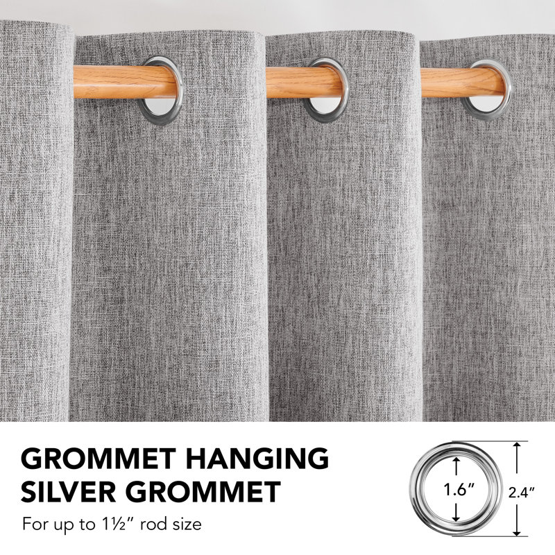 Milay Blackout Grommet Curtain Panel, 52" W x 96" L, Dark Gray