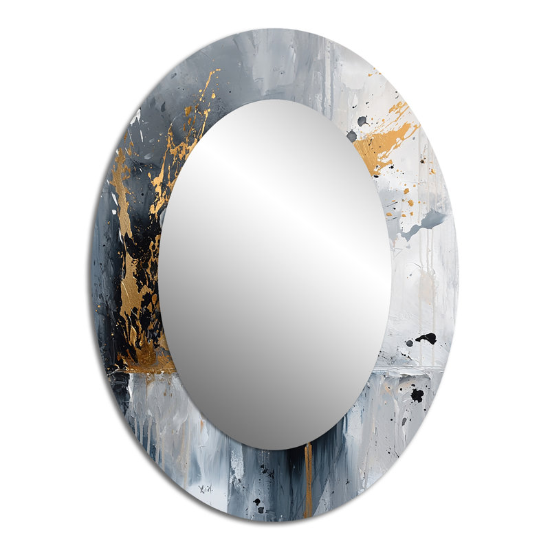 Gold Cheetahs Quick Call Accented With Grey III - Gold Oval Wall Mirror Decor, 40" x 30"