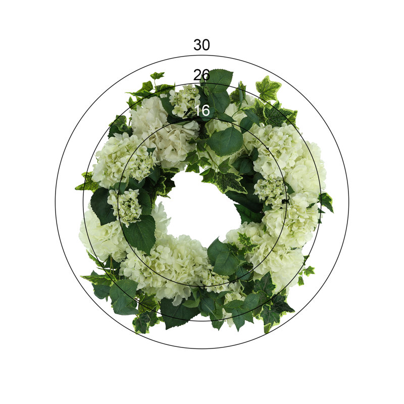 Charlotte 26" Spring Wreath with Hydrangeas and Ivy