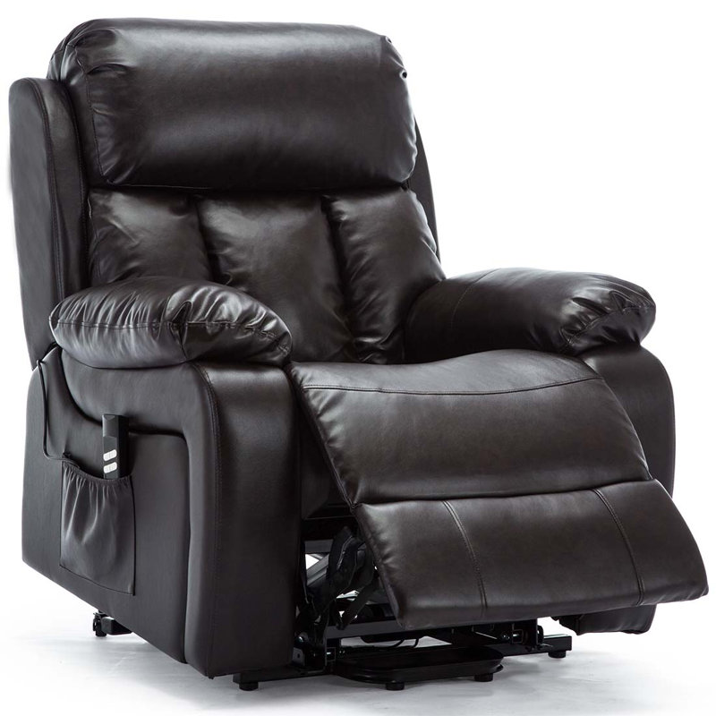 96cm Wide Lift Assist Standard Recliner with Massager, Brown, Dual Motor Lift Assist