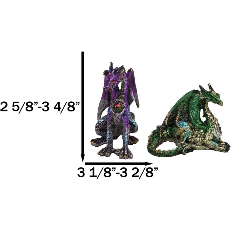 Ensemble de 4 mini figurines de dragons élémentaires métalliques multicolores