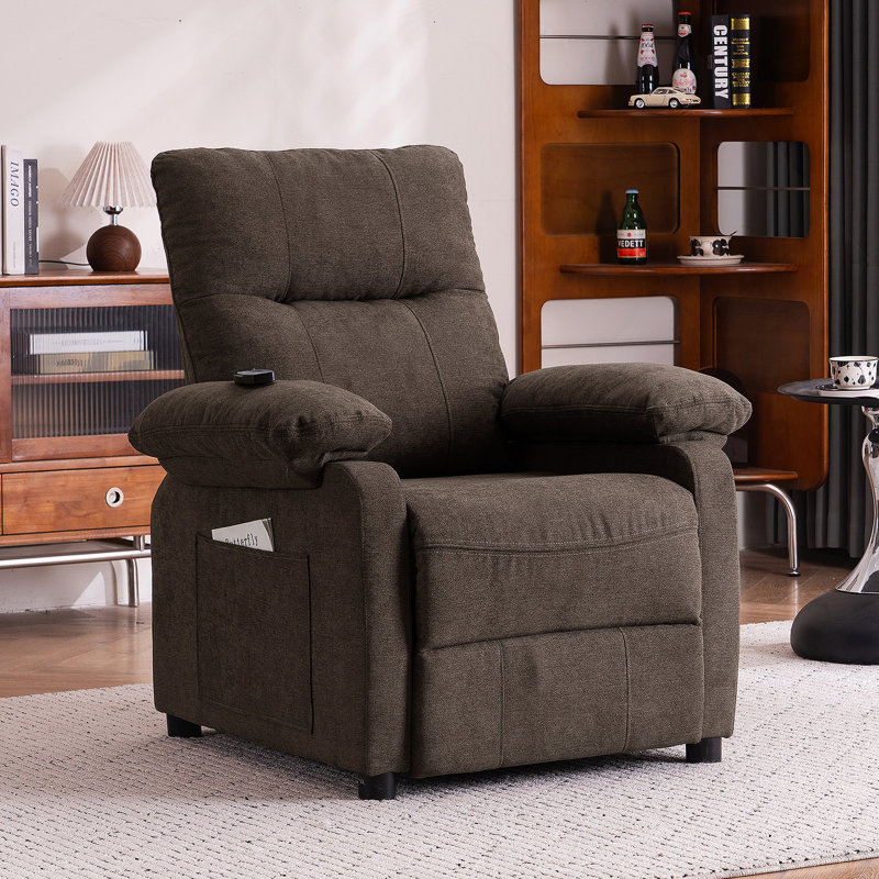 019-160°Recliner Chair for Elderly Seniors-Manual Push Back Reclining Chair with 8-Point Massage & Heating, Plush Chenille Fabric & Remote Control, Side Storage Pockets for Living Room, Bedroom
