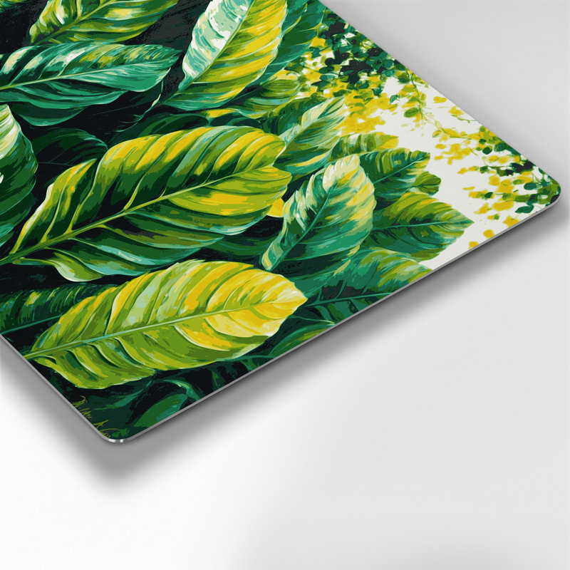 Art mural en métal hawaïen, feuilles d'arbre à pain vert, H 12 po x l 18 po