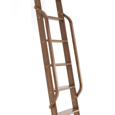 Walnut Wood Library Ladder Handrail (No Ladder)