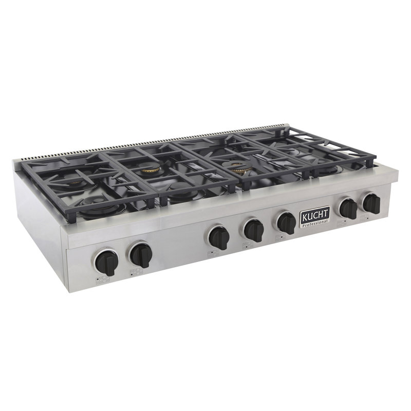 48" 7 Burner Cooktop, Tuxedo Black, Natural Gas