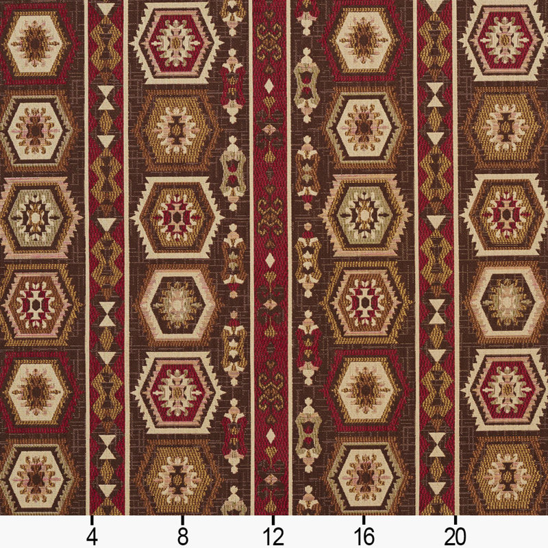 Tissu de texture sud-ouest, Brun / Rouge