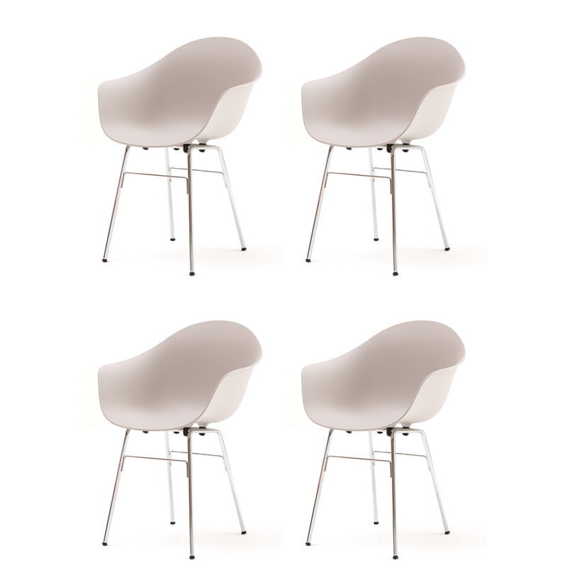 TA Armchair (Set of 4), Cool Gray/Chrome
