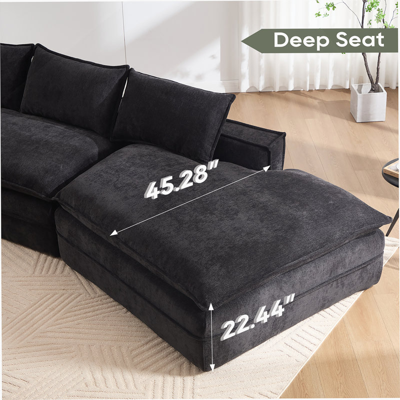 Canapé modulaire Modern, Tissu noir