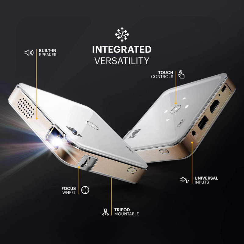White Ultra Mini Pocket DLP Projector with Wi-Fi and HDMI