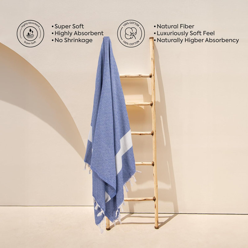 Serviette de plage Diamond en coton peshtemal - 100 x 180 cm, serviette de plage Hammam légère, à séchage rapide, à haute capacité d'absorption, douce et respirante, utilisation polyvalente (2)