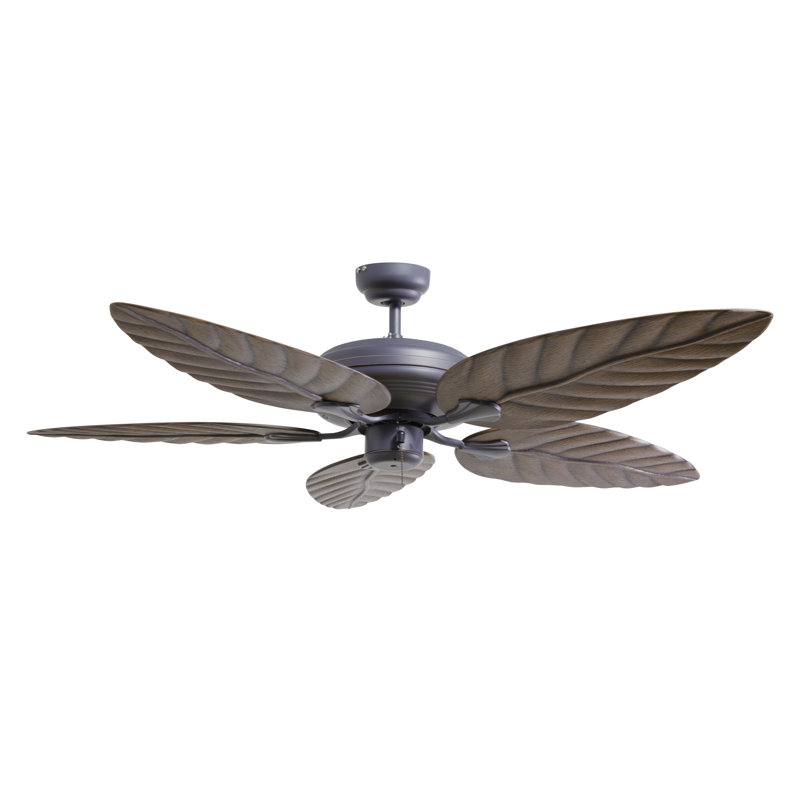 52" 5 - Blade Leaf Blade Ceiling Fan with Pull Chain