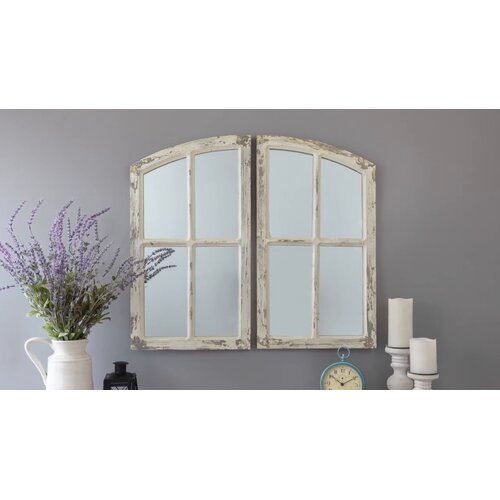 Ophelia & Co. Jolene Arch Wood Window Pane Farmhouse Mirror Set ...