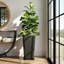 Ensemble de 2 pots à fleurs de 24 po de hauteur - ensemble de 2 pots à fleurs noirs d'intérieur et d'extérieur pour porche et patio-2095279972