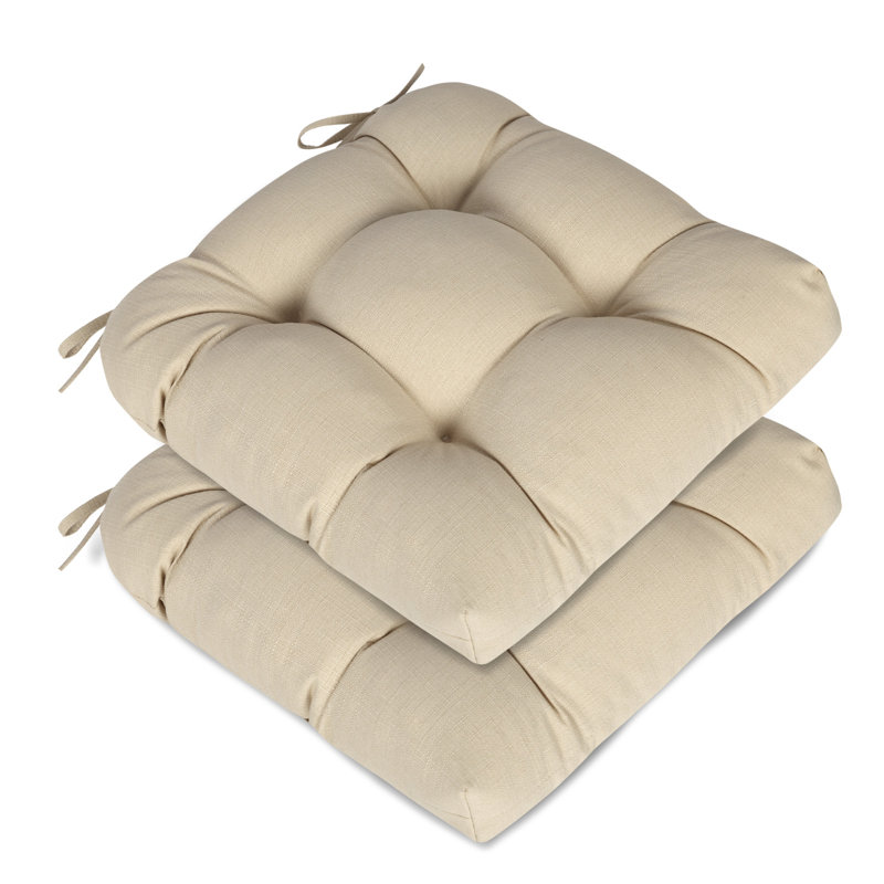 19" x 19" x 5" Tufted Outdoor Chair Cushions, Khaki