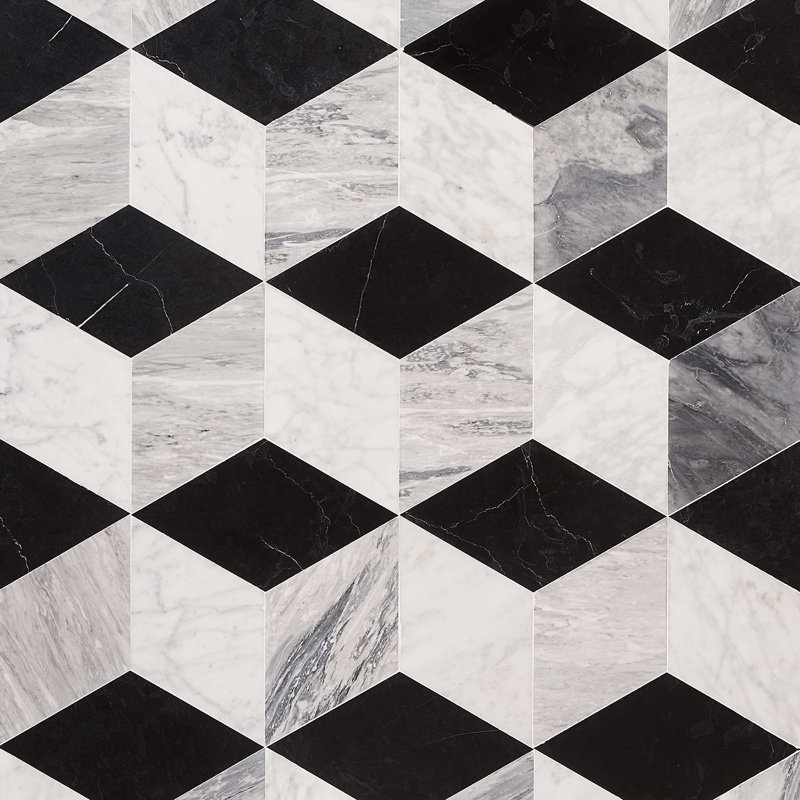 Havasar 8x9 Hexagon Honed Marble Mosaic Tile, Grigio Honed