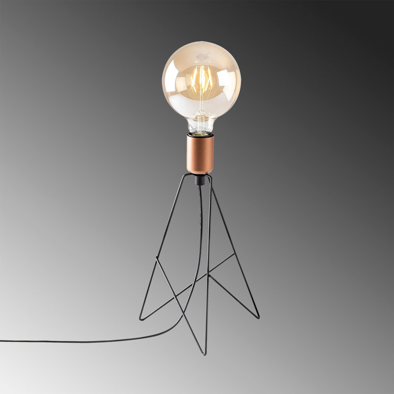 Lampe de table Elegant Glam, noir et cuivre, 8,3 x 8,3 x 13,8 pouces | Corps en fer durable, douille E27 de 40 W maximum, câble de 59,1 po | Éclairage élégant pour le salon, la chambre à coucher et le bureau, classé IP20