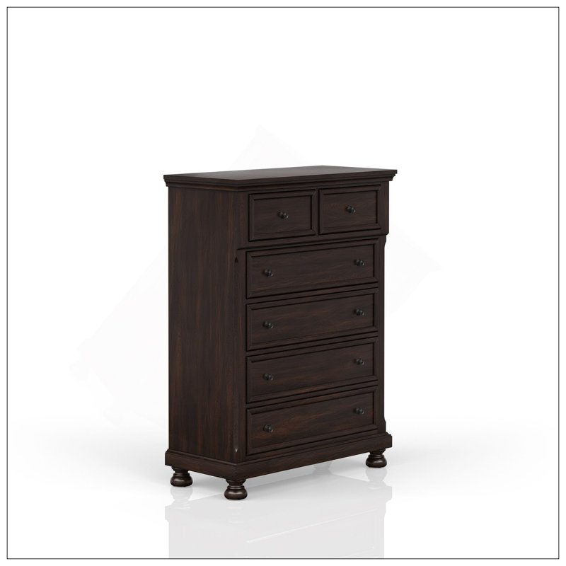 Commode 5 tiroirs Fitima, Brun