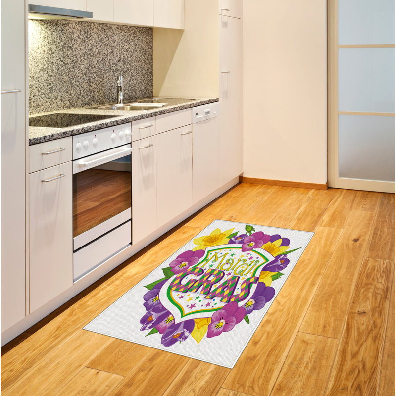 Mardi Gras High Density Long Fiber Poly Threads Decorative Area Rug Carpet, Rectangle 4' x 5'8"