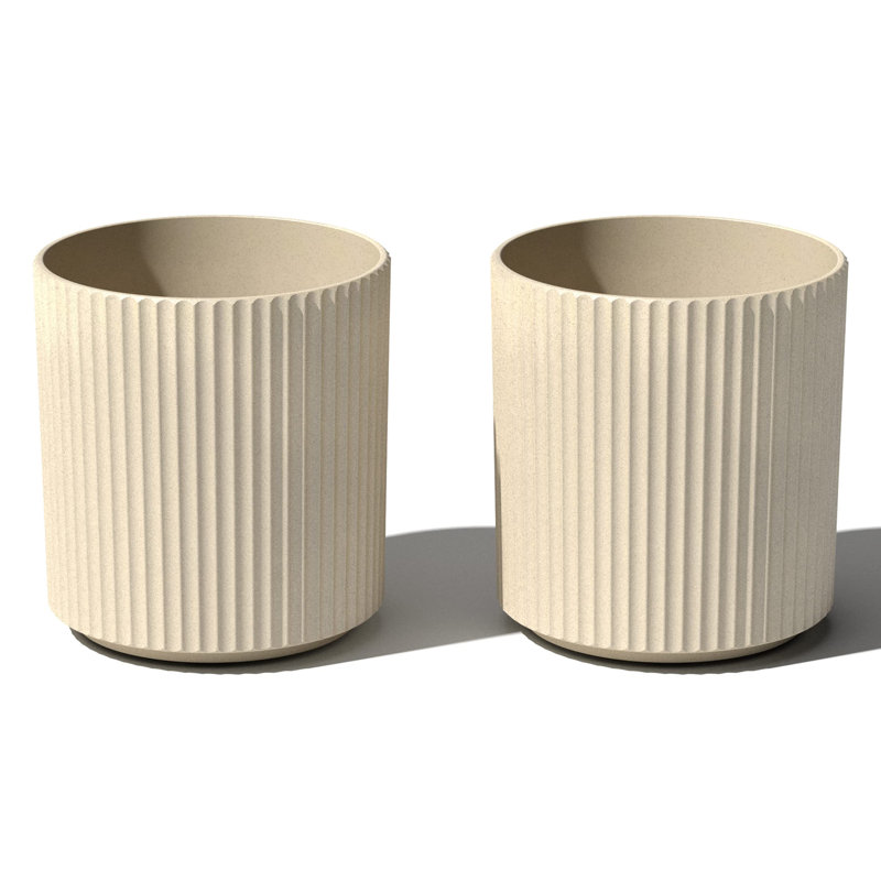 Pot à fleurs rond en plastique et pierre pour porche, Sable