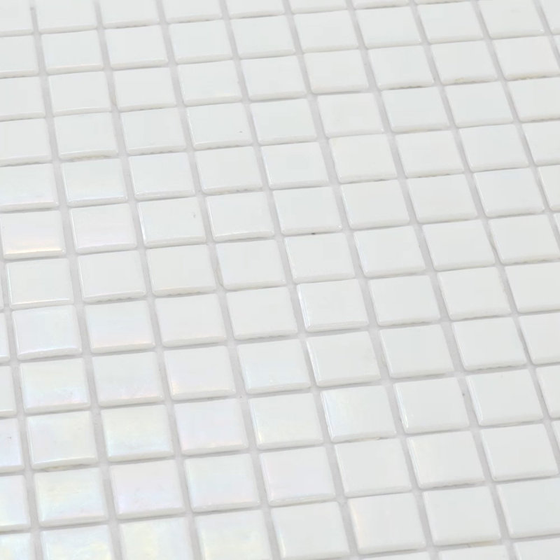 Carreau de mosaïque en verre lustré 12 po x 12 po Nacreous (20 pieds carrés / caisse) (paquet de 20), Blanc