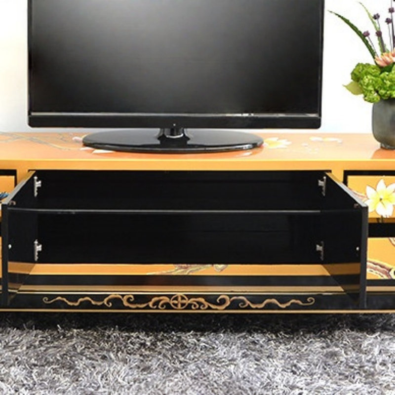 Meuble télé peint en jaune, H 23,62 po x L 78,74 po x l 15,75 po