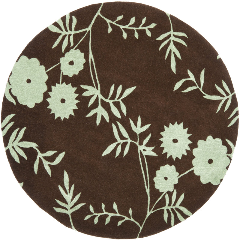 Tapis floral en laine et viscose touffeté à la main Avayah Soho, Rond 6 pi
