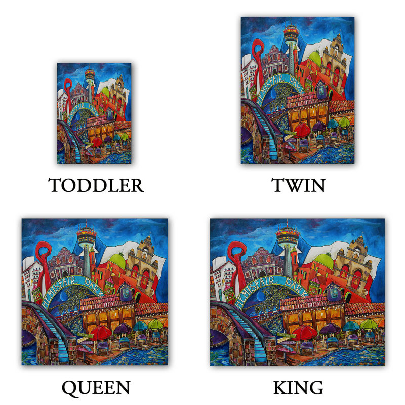 Ensemble de housse de couette de ville de texas san antonio, 1 housse de couette grand + 2 taies standards