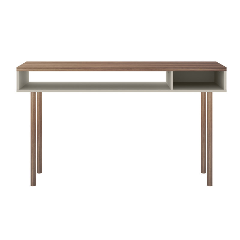 Console moderne scandinave 47 "avec 2 tablettes Windsor, Blanc Cassé / nature