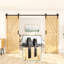 Ensemble de quincaillerie pour double porte à rail simple de conception classique rustique noir (porte non incluse)-33311637