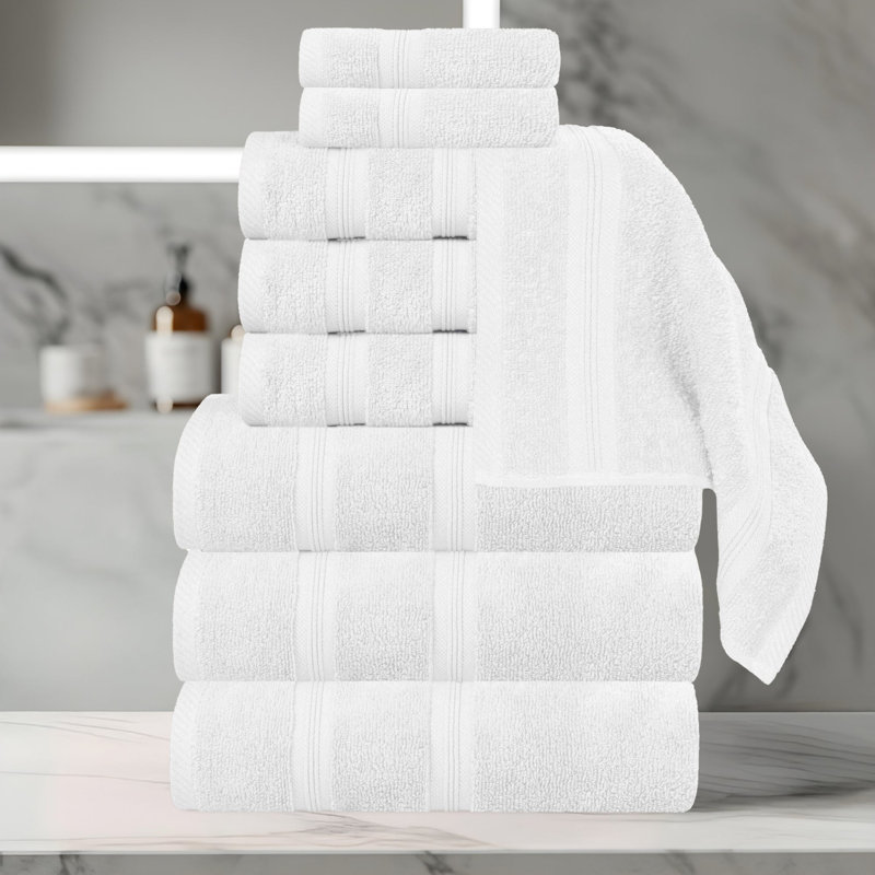  Smart Quick-Dry Absorbent Zero Twist 9-Piece Towel Set, White