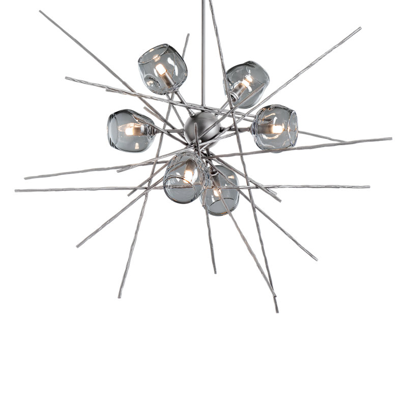 Griffin 6 - Light Chandelier, Cool Gray, 56.6" H x 39.2" W x 38.8" D, Vintage Platium