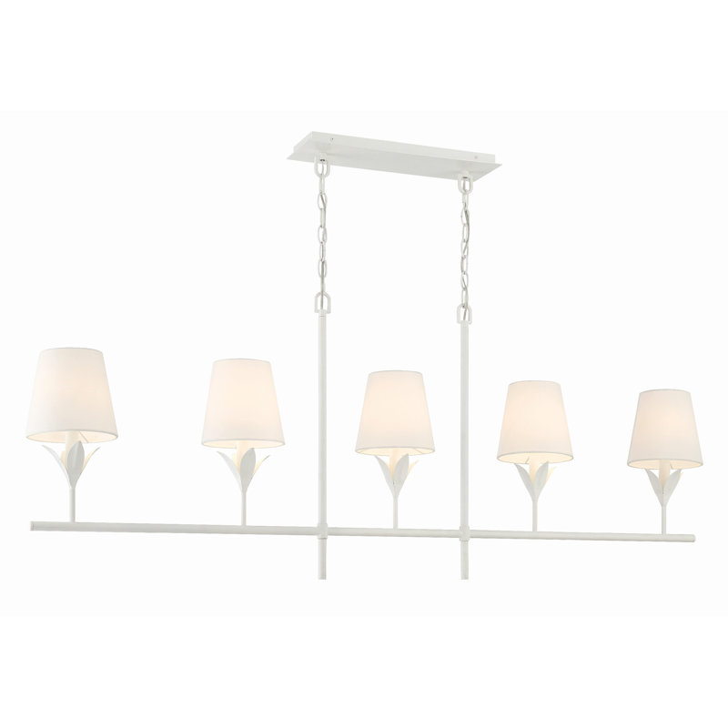 Iron 5-Light Chandelier, Blanc mat