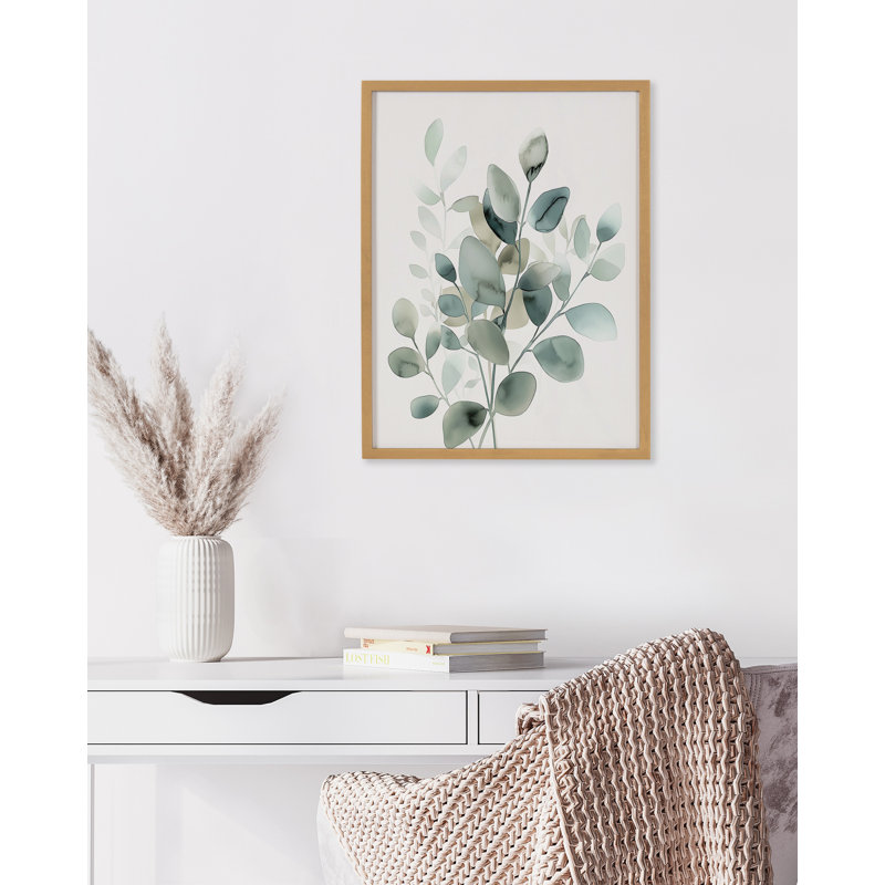 Doux eucalyptus, art mural, Cadre doré, H 12,65 po x l 16,65 po
