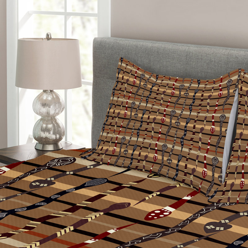 Addlie Brown/Black Microfibre Bedspread Set, 220 x 264 cm