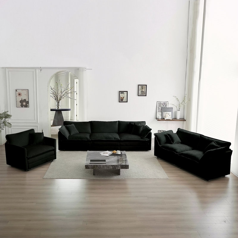 Canapé moderne, ensemble de canapé modulaire à assise très profonde 3 pièces pour salon, canapé surdimensionné, canapé 3 places, causeuse et canapé simple