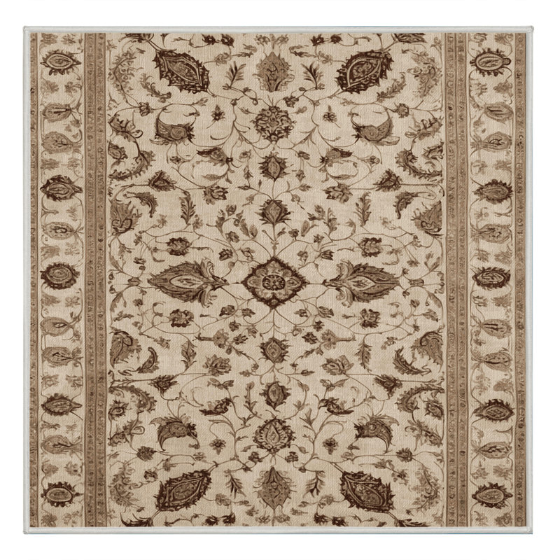 Machine Washable Persian Beige Area Ru, Square 4'