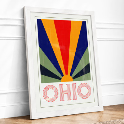 Ohio Sunburst Retro 1 Piece Single Picture Frame Wall Art