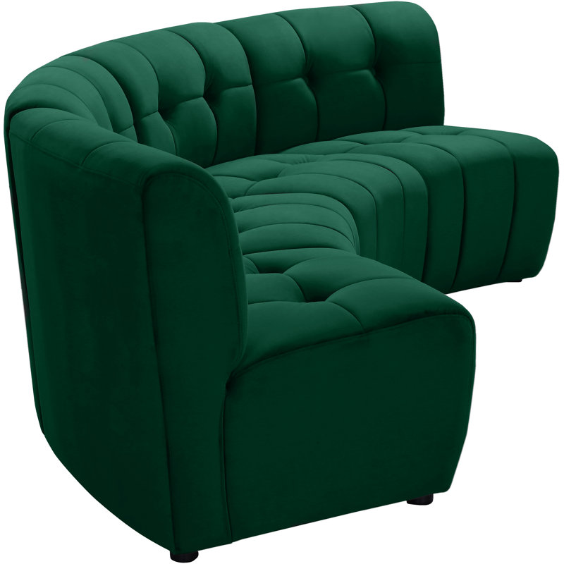 Jedson Velvet Sectional Symmetrical, Green Velvet