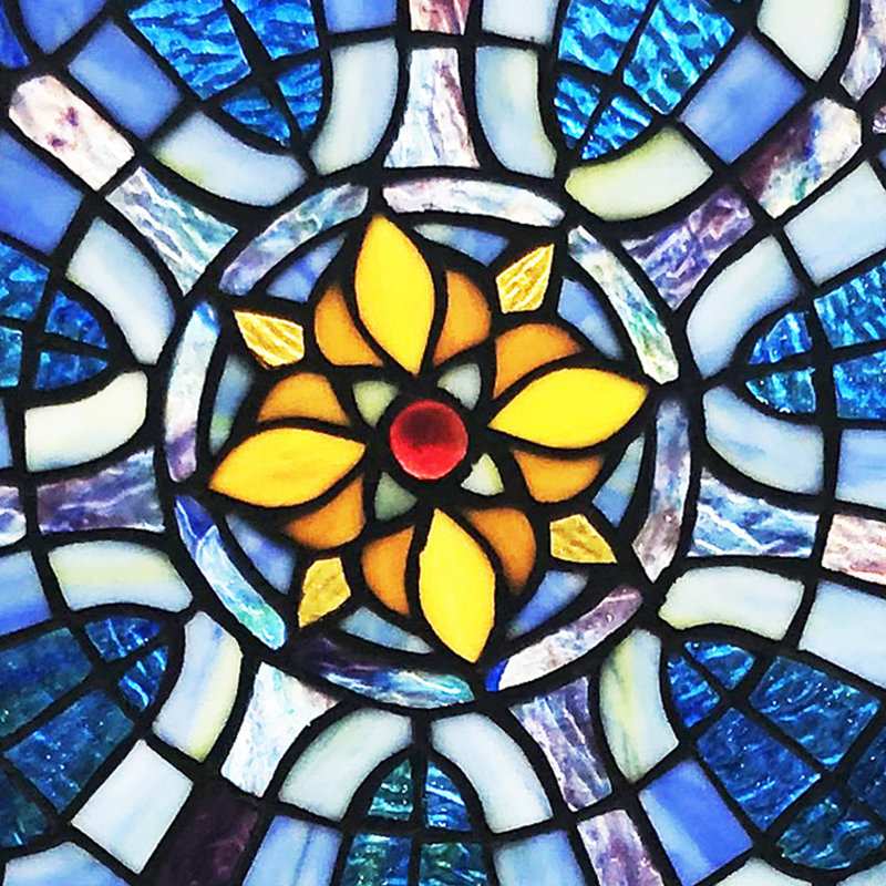 19.5"H Chartres Blue Cathedral Stained Glass Window Panel