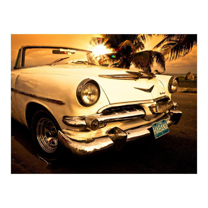 Murale vieille voiture cubaine, L 121 po x l 157 po