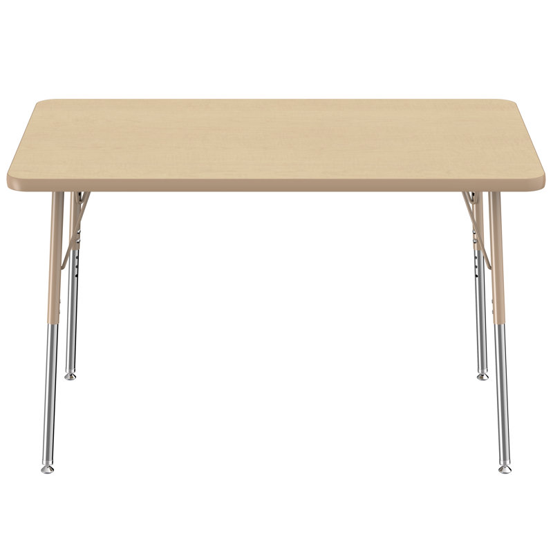 Table d'activité rectangulaire à hauteur réglable en forme de T, 24 po x 48 po, Érable / érable / sable