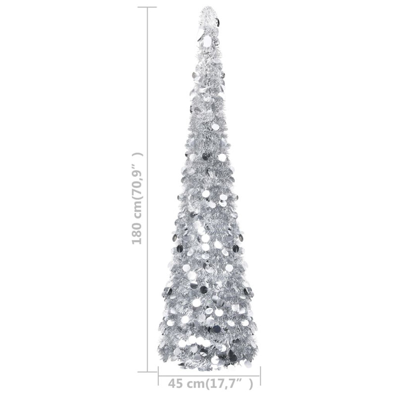 Pop-up sapin de Noël argenté PET 70,9 pouces pliable